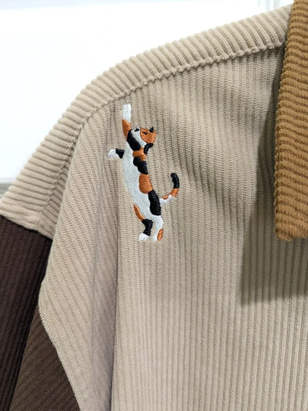 Graniph Joyful Cats Calico Corduroy Shirt Jacket size M